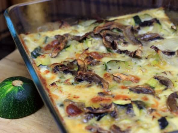 Gratin de courgettes et champignons à la cancoillotte