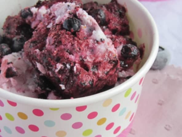 Sorbet à la myrtille, au miel d'acacia et au lait de coco