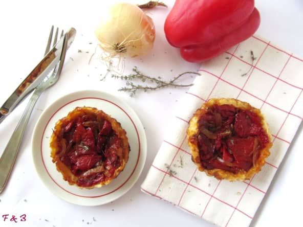 Tatins de poivrons et oignons rouges au miel