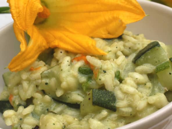 Risotto de courgettes et ses fleurs