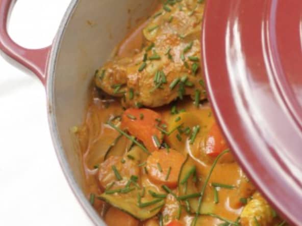 Poulet mijoté aux saveurs indiennes