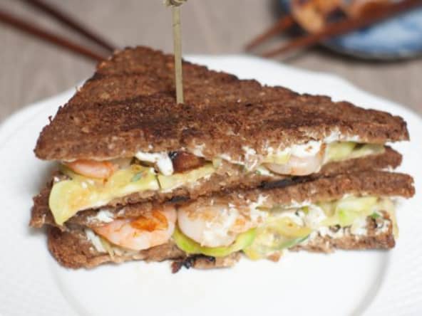 Sandwich crevettes courgettes wasabi