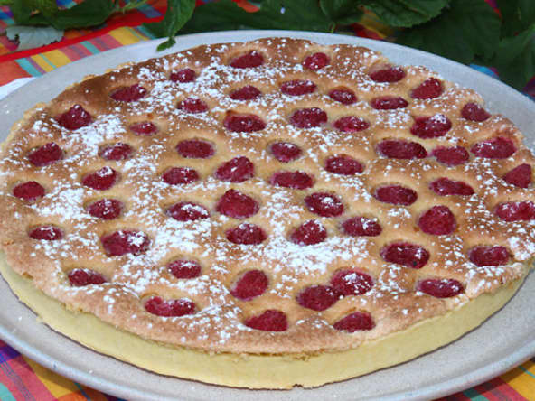Tarte mousseuse aux framboises