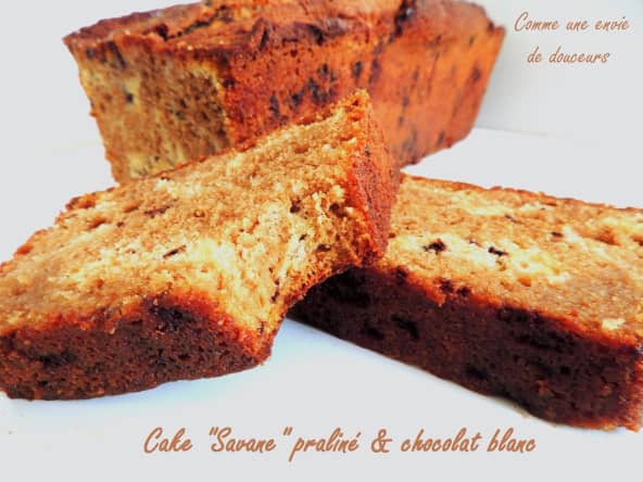 Cake façon "Savane" praliné et chocolat blanc