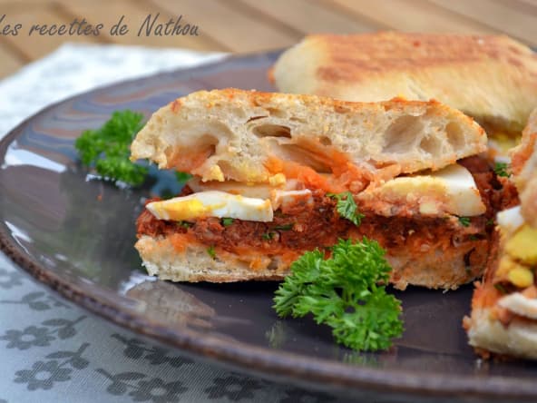 Ciabattina aux sardines et oeufs durs