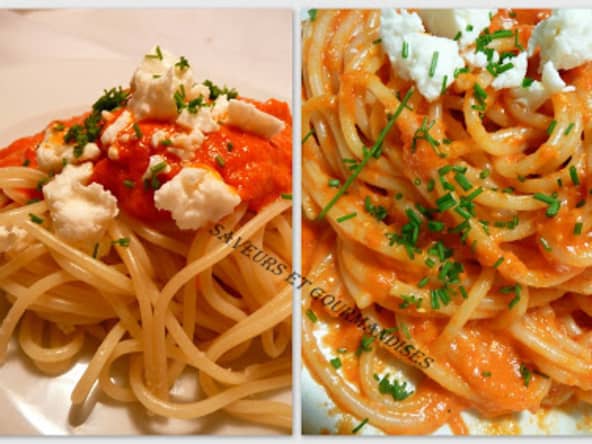 Spaghettis aux poivrons rouges
