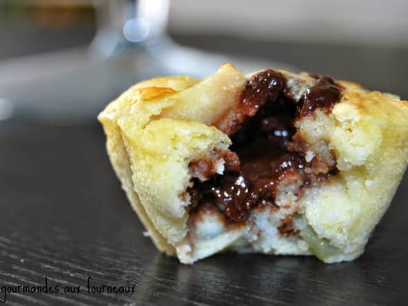 Muffins aux poires, coeur de chocolat