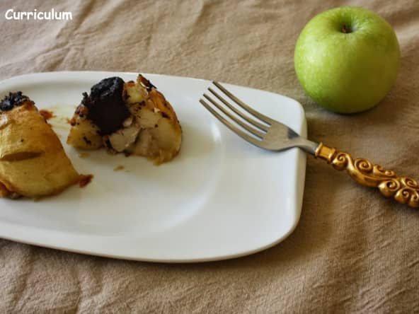 Pomme Granny Smith au four aux deux boudins