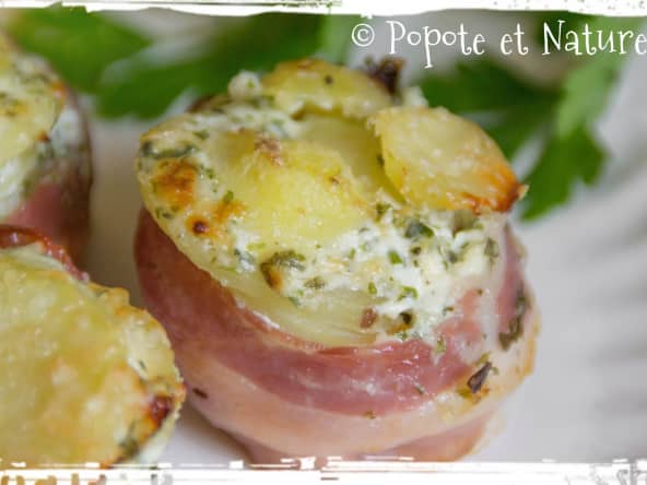 Petits gratins de pommes de terre au lard et aux fines herbes