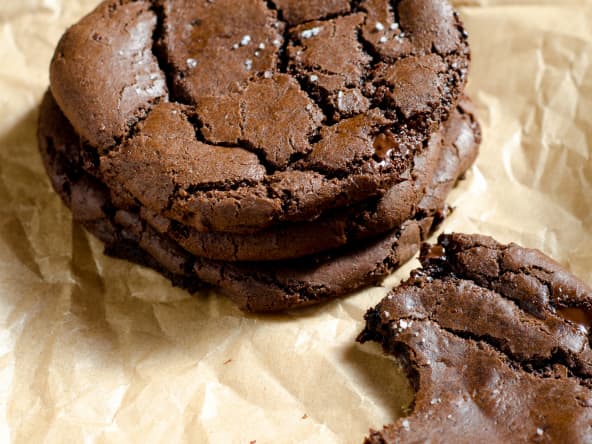Cookies chocolat, fleur de sel et cœur caramel