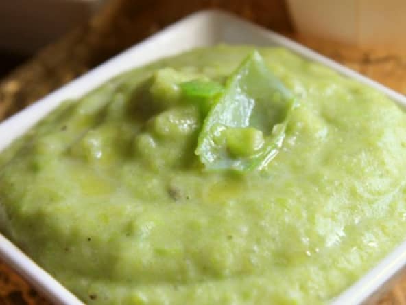 Purée toute douce aux haricots plats et Vache qui rit