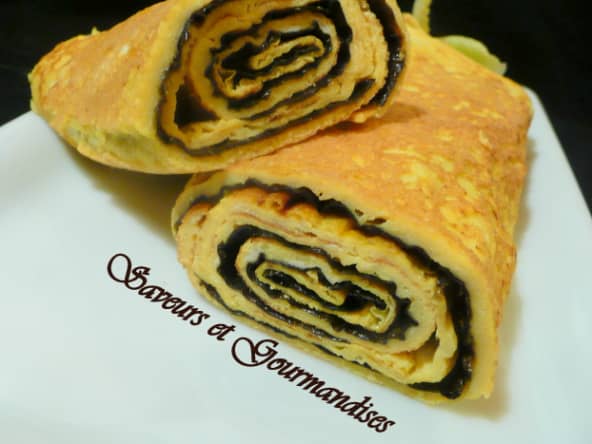 Omelette à la japonaise ou Tamagoyaki bicolore.