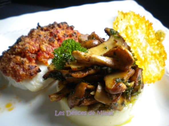 Dos d’églefin en crumble de chorizo et purée de pommes de terre