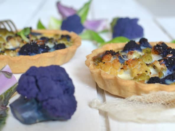 Tartelettes colorées aux deux choux-fleurs
