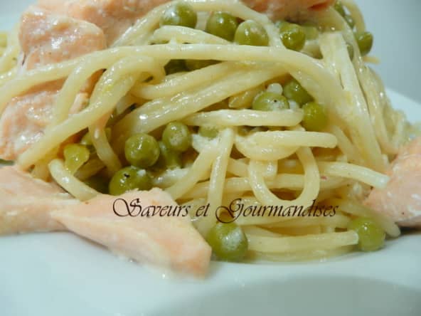 Pâtes au saumon, sauce crémée