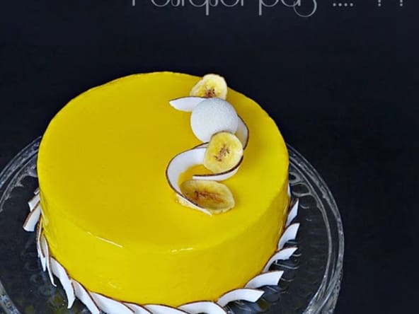 Entremet banane, coco, citron vert