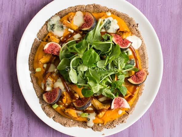 Pizza d'automne sans gluten à la farine de châtaignes
