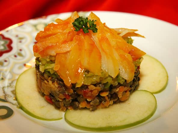 Salade de haddock aux lentilles et pommes vertes.