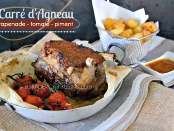 Carré d'agneau en croute de tapenade tomate et piment à la plancha