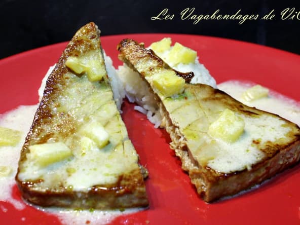 Pavés de thon, marinade saveur pina colada