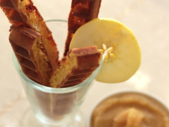Gaufres au camembert et sa compote de pommes