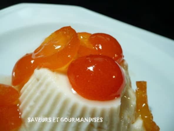 Panna cotta aux kumquats confits.