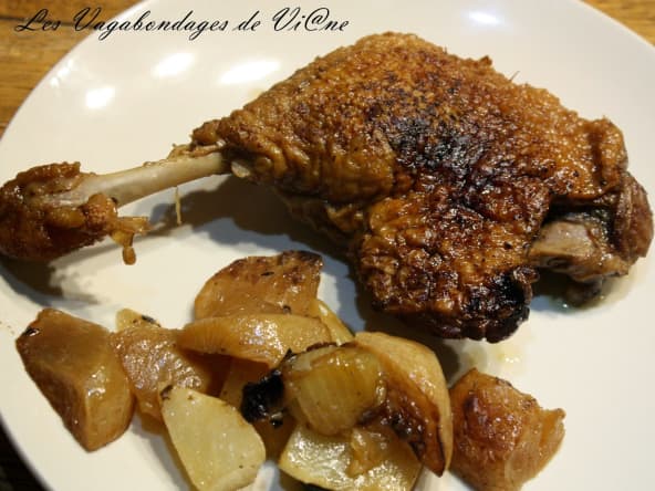 Cuisses de canard aux navets et aux poires