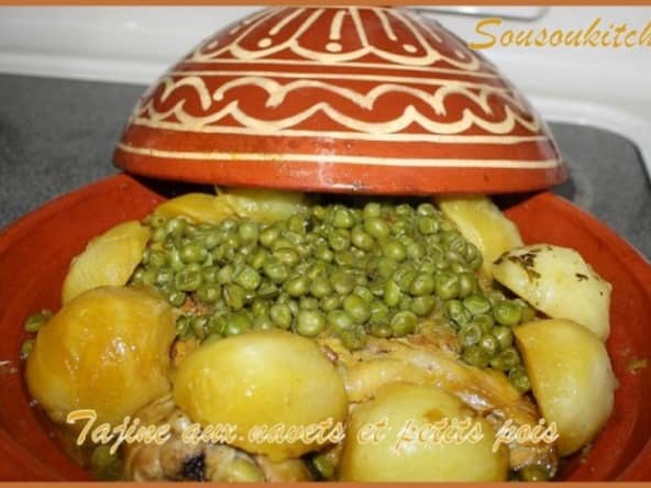 Tajine de Poulet, Navets et Petits Pois