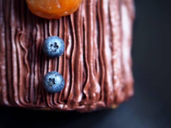 Bûche de Noël marrons et myrtilles