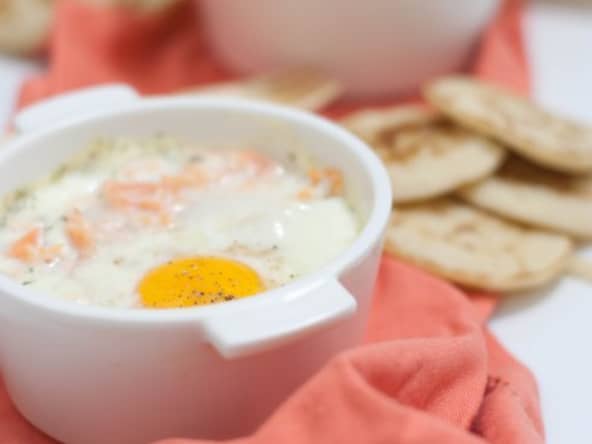 Oeufs cocotte saumon et gorgonzola