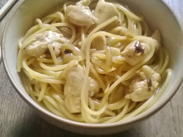 Pâtes un peu carbonara façon asiatique