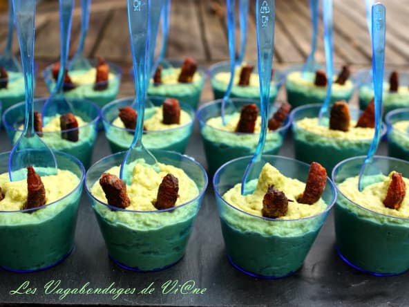 Verrines petits pois - chorizo
