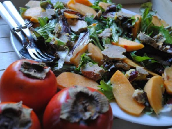 Salade gasconne du Sud-Ouest aux kakis pour noël