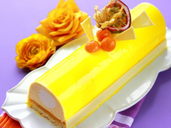 Bûche passion mangue coco pour noël