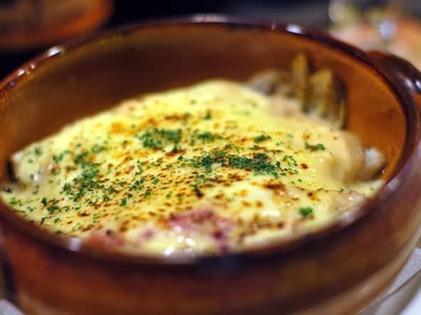 Gratin d'endives sans gluten au jambon cru, sauce gorgonzola