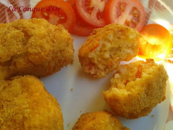 Petites croquettes de riz à la tomate et au safran