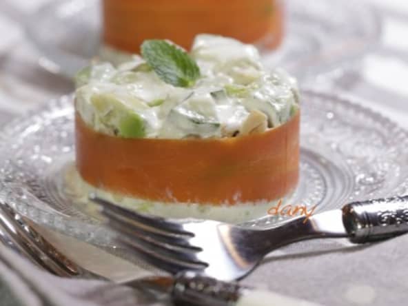 Méli mélo de concombre et avocat à la menthe et fromage blanc