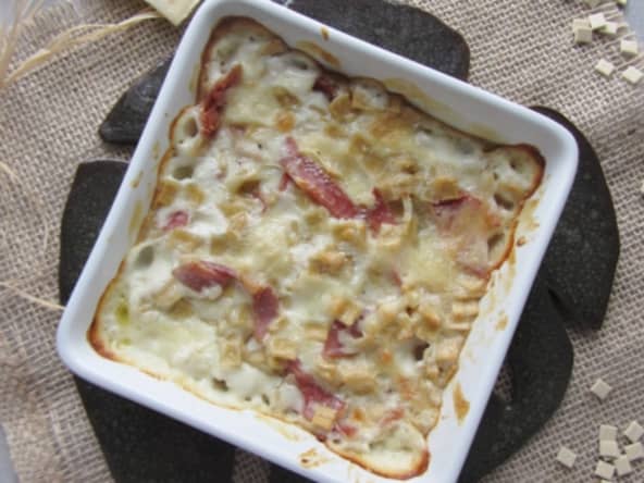 Gratin de crozets au jambon sec et à la tomme de Savoie