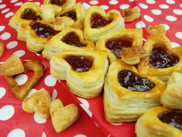 Cœurs feuilletés à la fraise