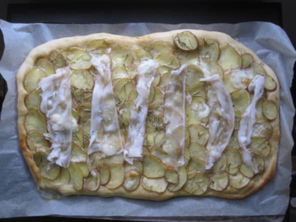Pizza aux pommes de terre au " lardo di colonnata"