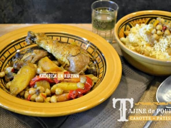 Tajine poulet carottes et pâtisson