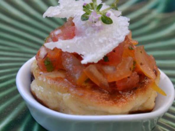 Coussins de ricotta, parmesan et tartare de tomates