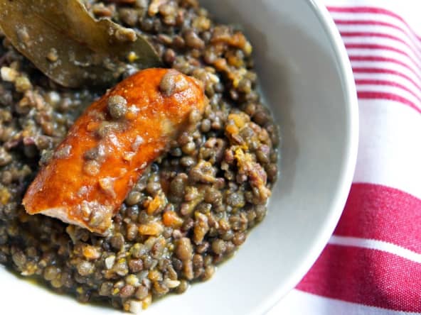 Lentilles et saucisses de Morteau