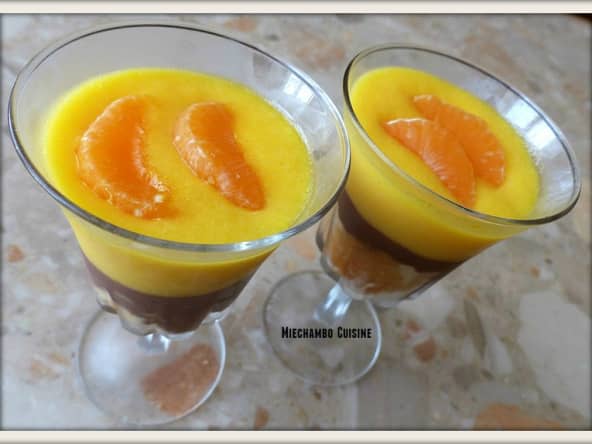 Sabayon mandarines, sauce chocolat amer