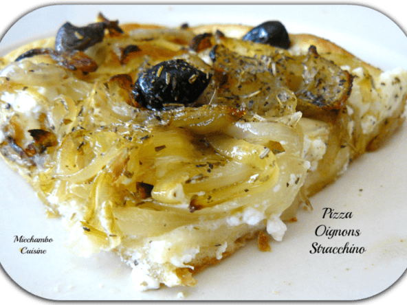 Pizza aux oignons nouveaux et fromage stracchino