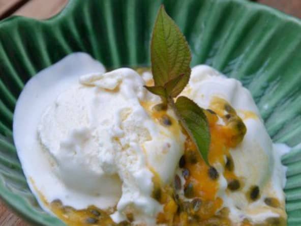 Glace au yaourt, fruits de la passion