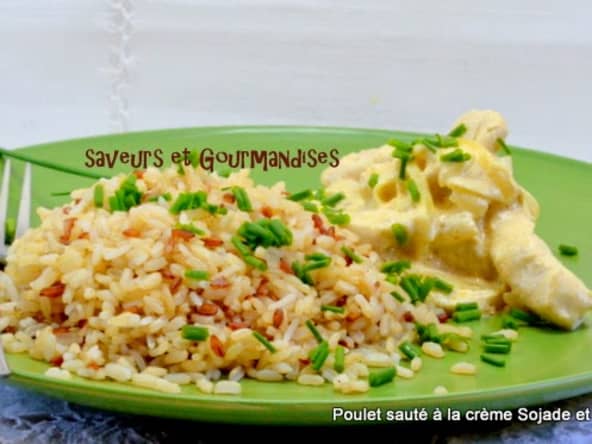 Sauté de poulet à la crème Sojade et au Trio de riz bio.