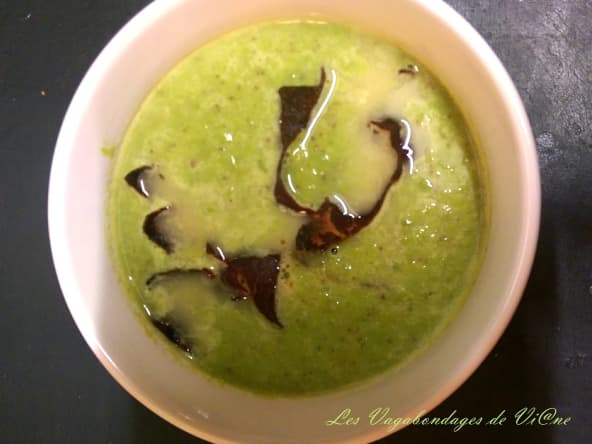 Velouté petits pois - viande des Grisons