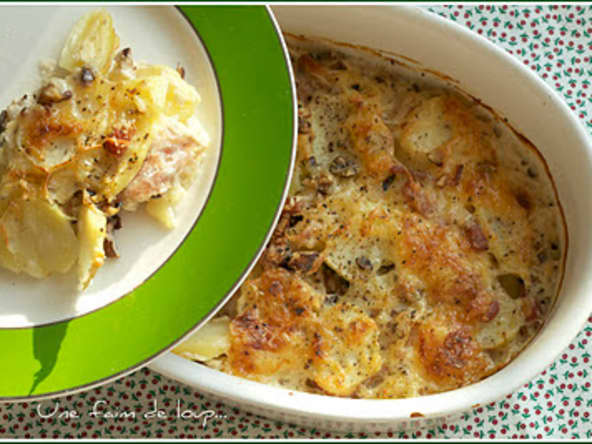 Gratin de pommes de terre, jambon, comté