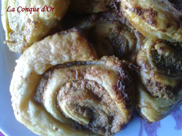 Girelle de pâte feuilletée à la crème mascarpone pesto